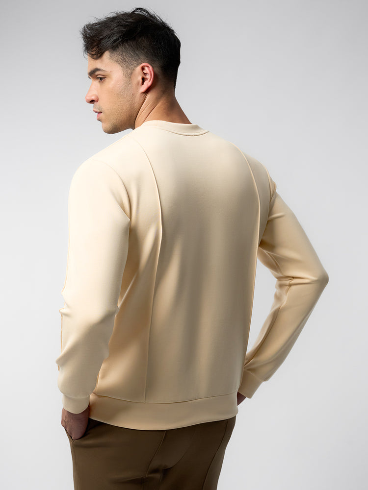 Modal Blend Crew Neck Sweatshirt Panel Stitching Design