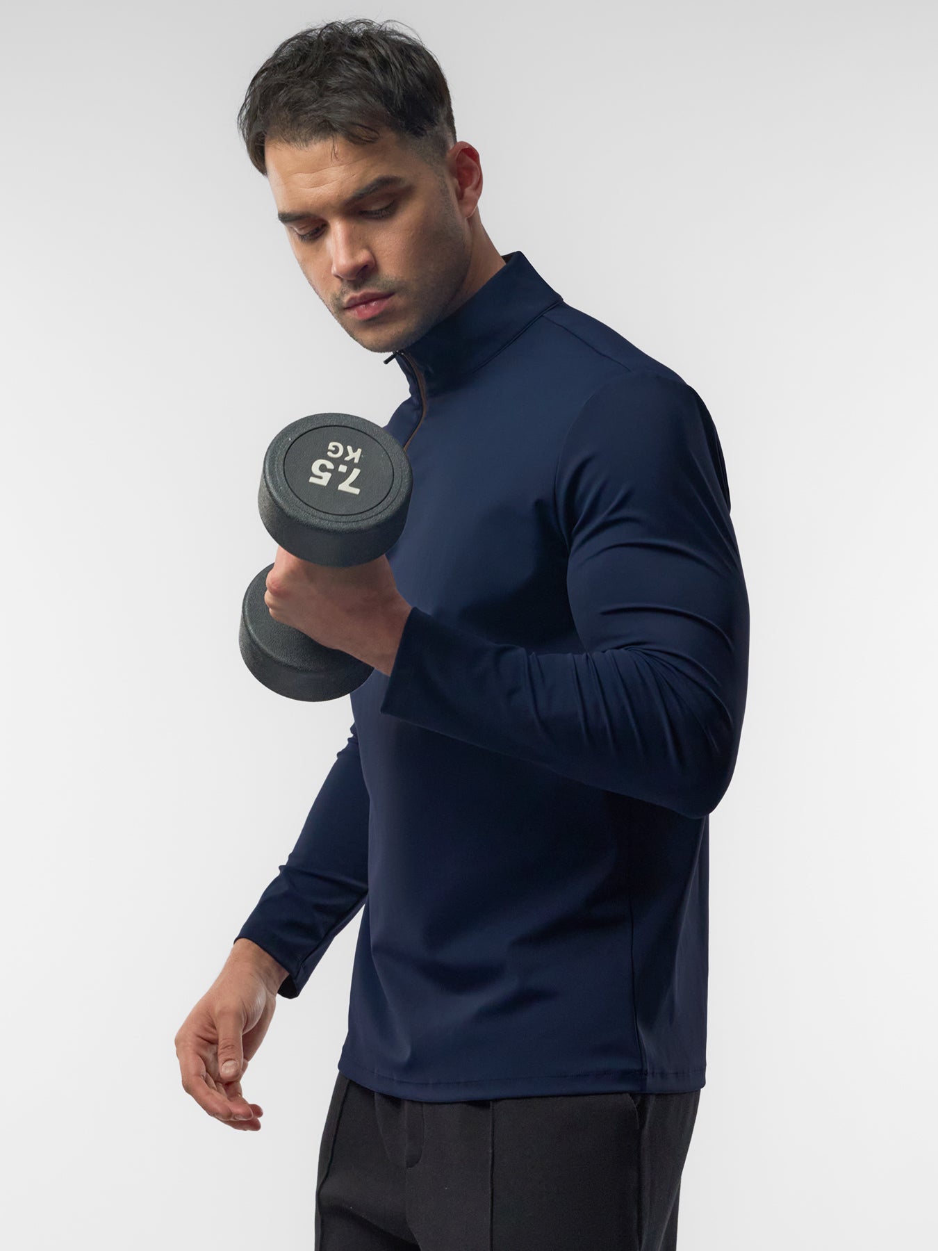 SmoothBlend Slim Fit Half Zip Mock Neck Tee: Zip Contrast Color