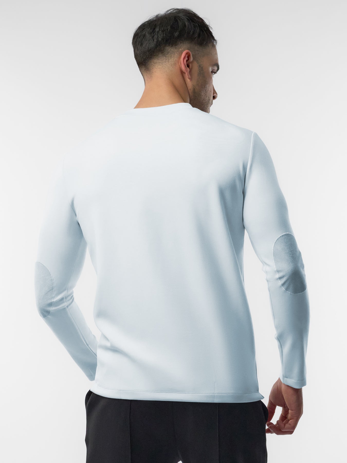 Modal Blend Elbow Patch Long Sleeve Tee:Slim Fit