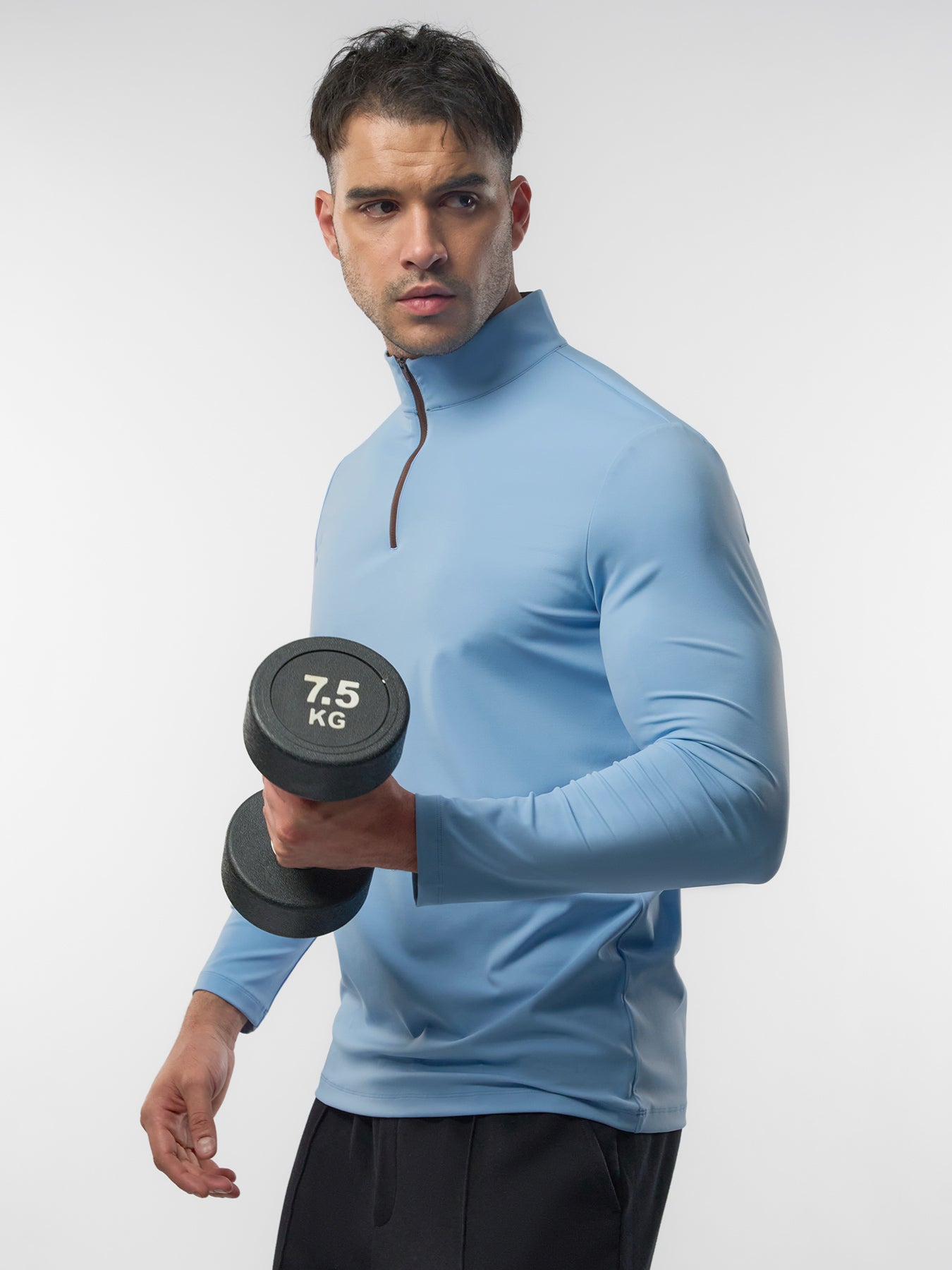 SmoothBlend Slim Fit Half Zip Mock Neck Tee: Zip Contrast Color