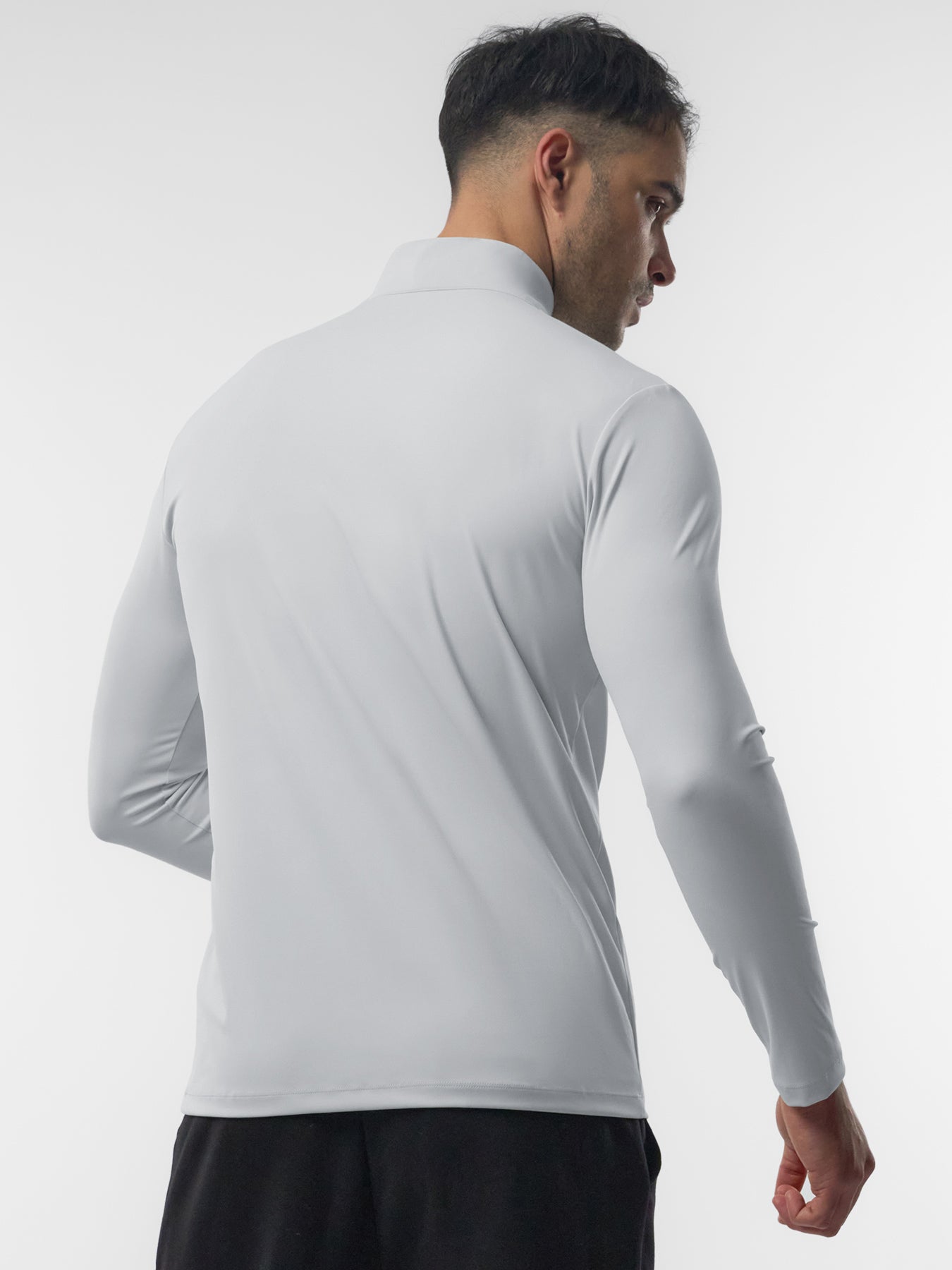 SmoothBlend Slim Fit Half Zip Mock Neck Tee: Zip Contrast Color