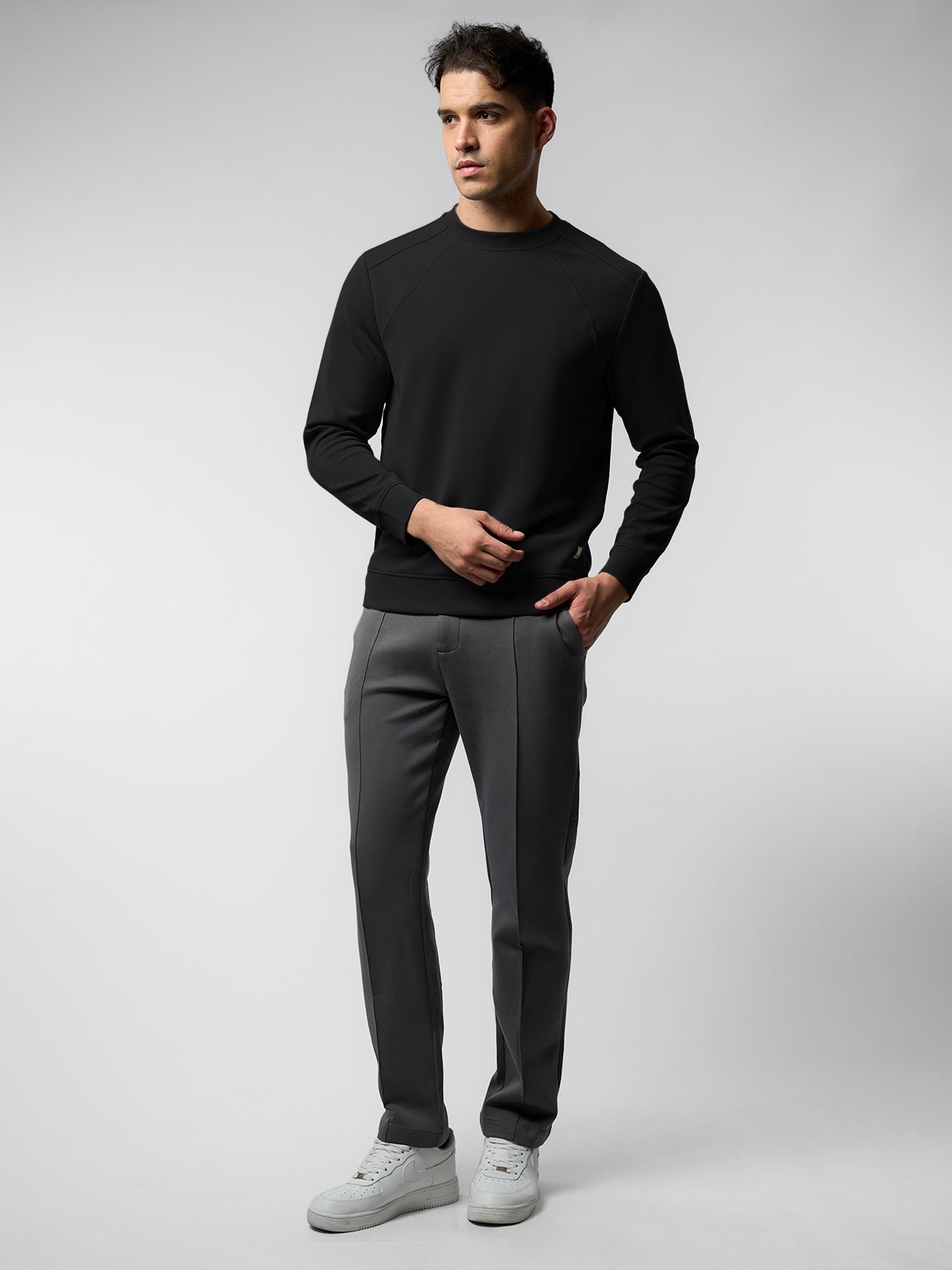 Modal Blend Fall Panel Sweatshirt Wrinkle Resistant Daily Wear