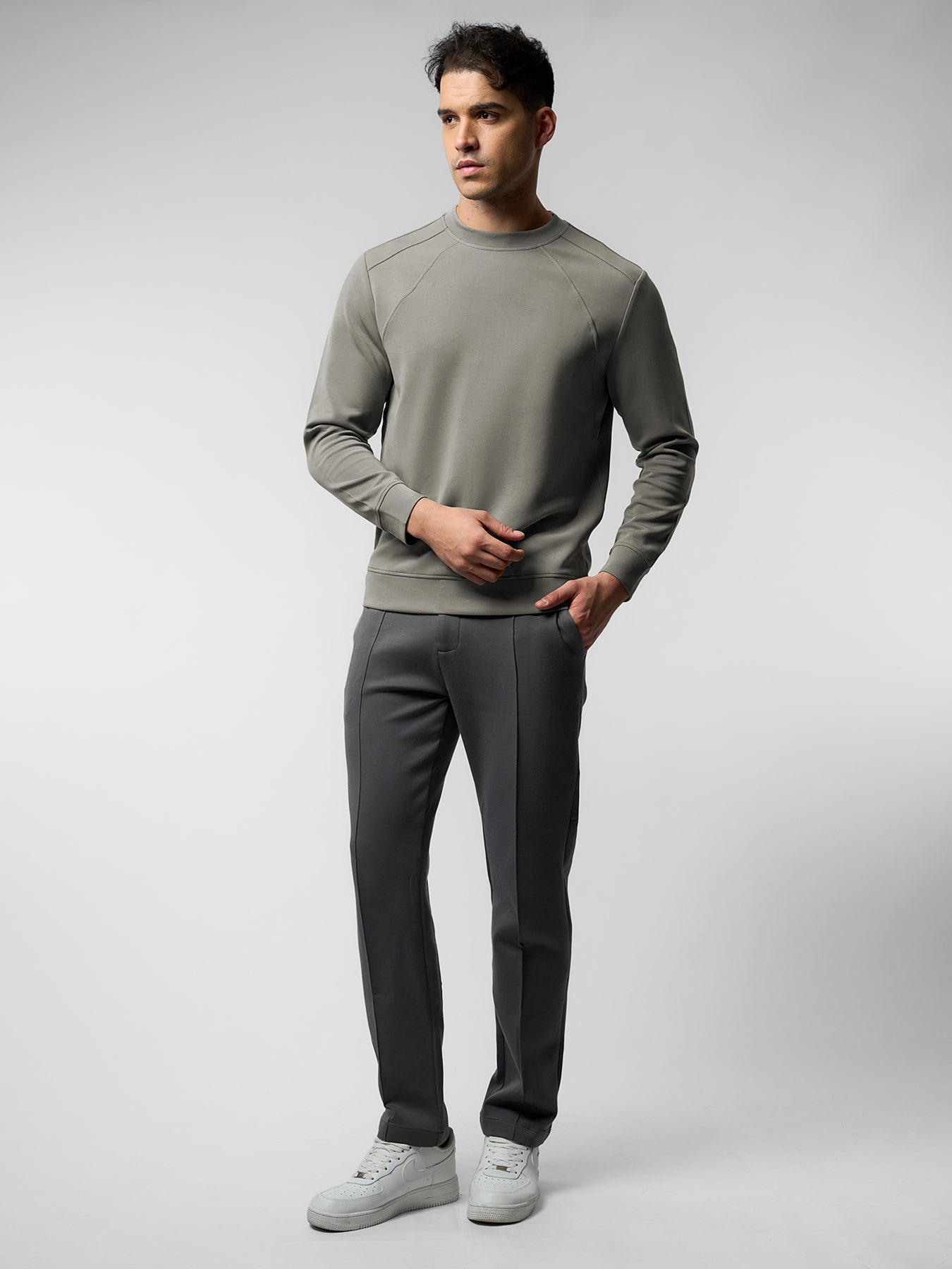 Modal Blend Fall Panel Sweatshirt Wrinkle Resistant Daily Wear