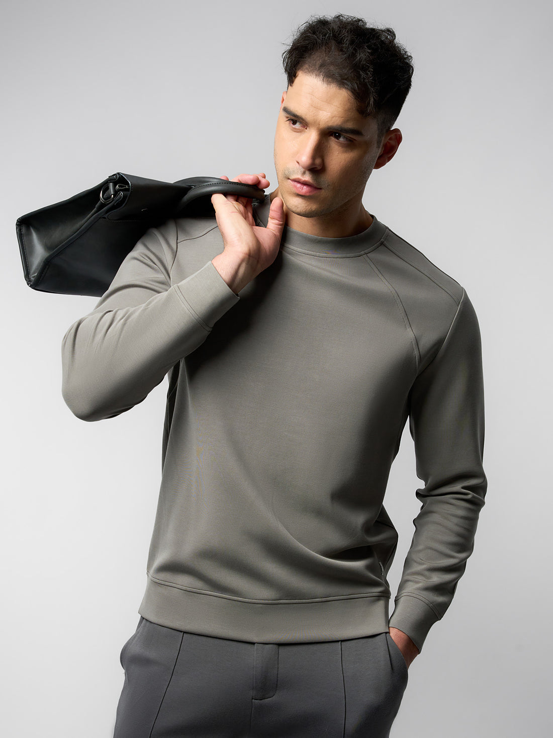 Modal Blend Fall Panel Sweatshirt Wrinkle Resistant Daily Wear | 