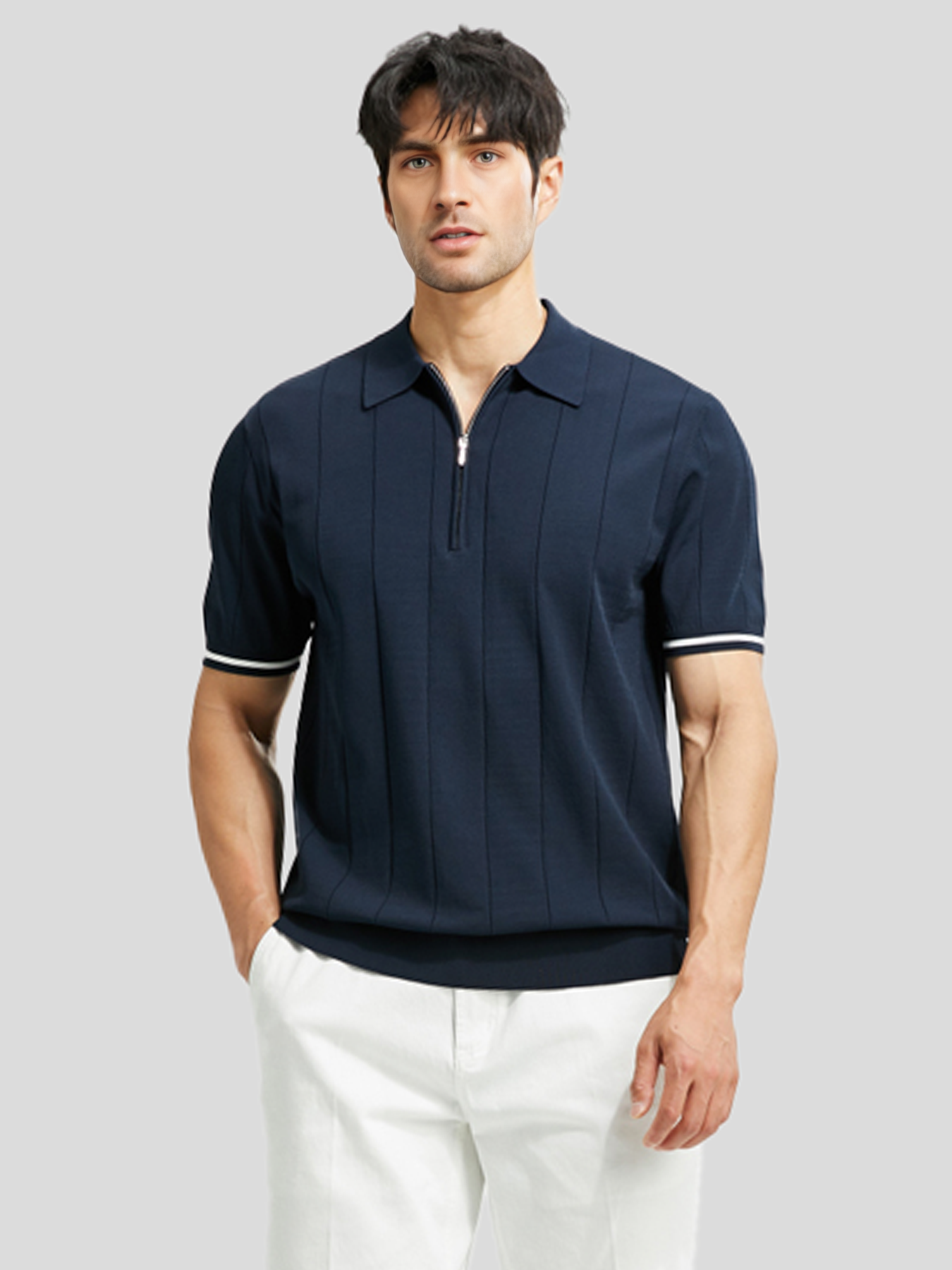 CoolKnit Breathable Short Sleeve Zip Knitted Polo