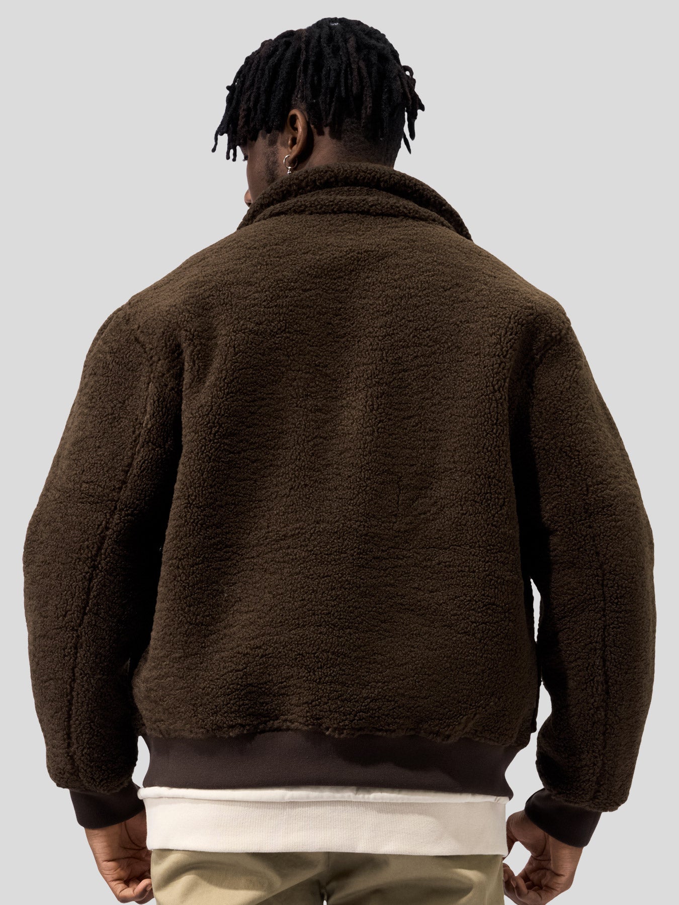 ‌Reversible Faux Shearling Zip Up Windproof High Collar Jacket‌