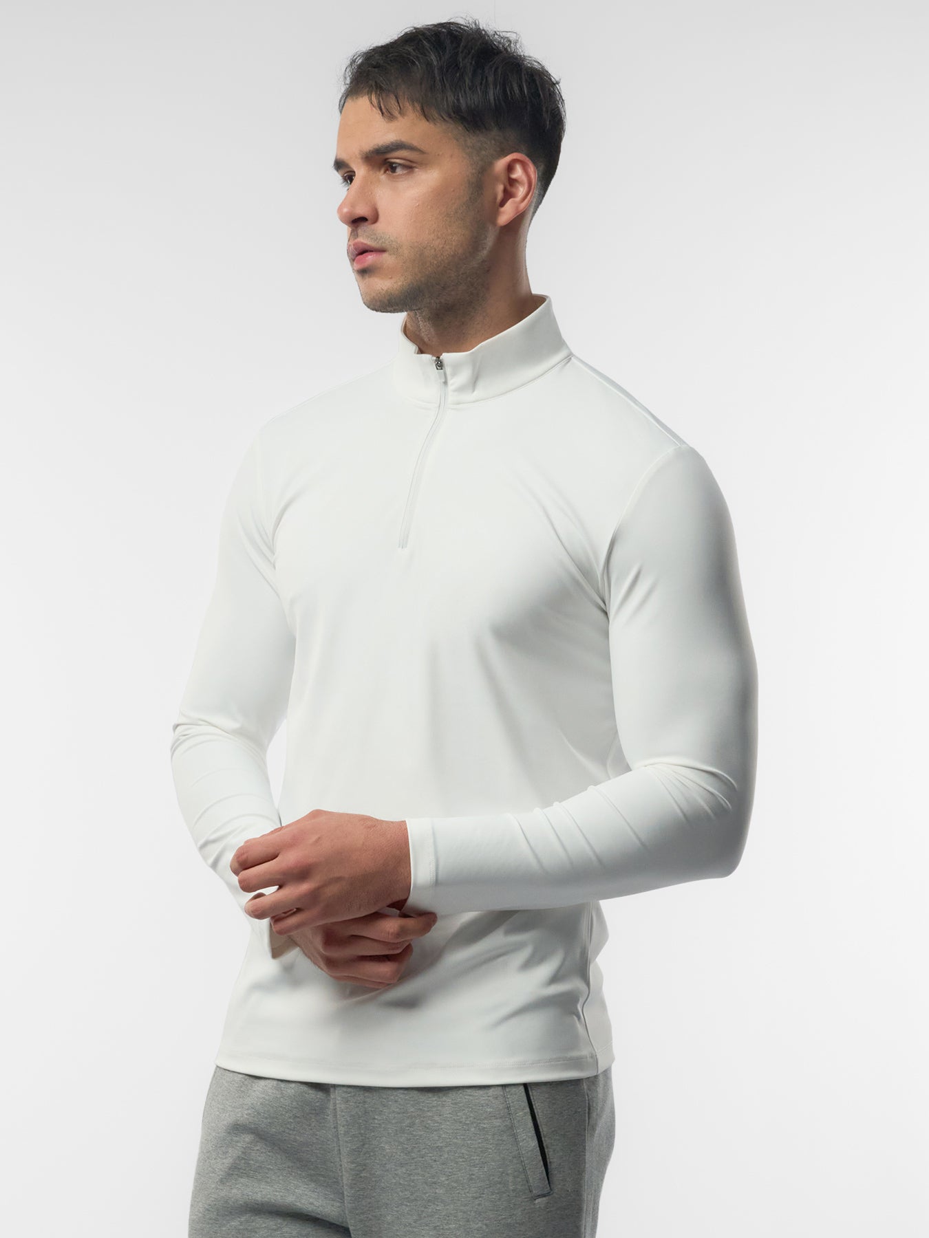 SmoothBlend Half Zip Mock Neck Tee: Zip Same Color