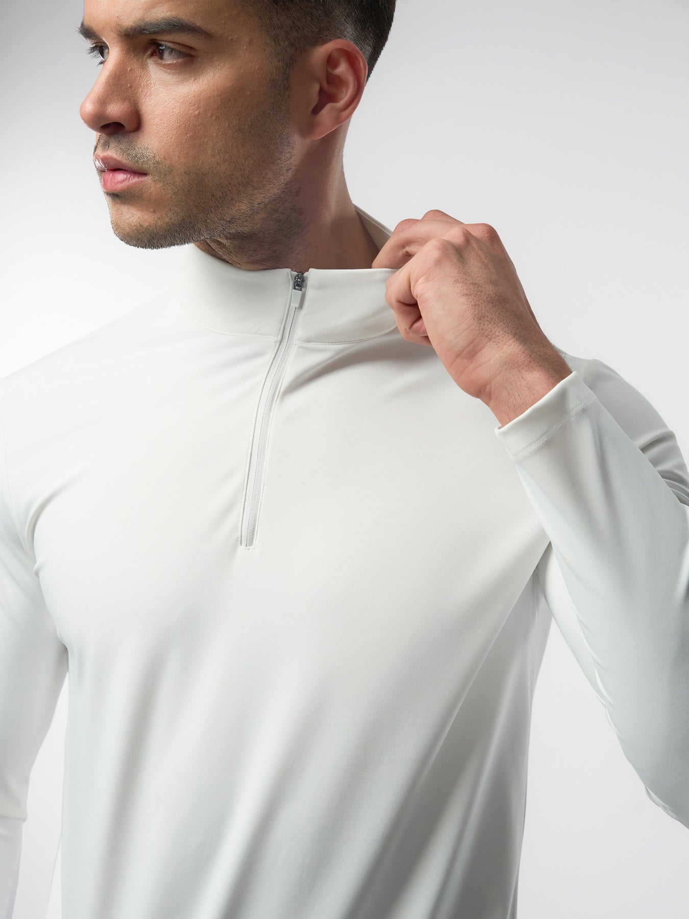 SmoothBlend Half Zip Mock Neck Tee: Zip Same Color