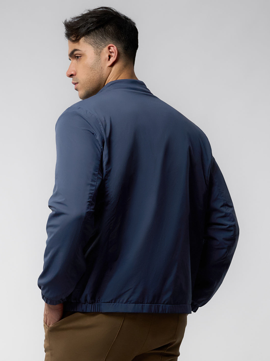 Reversible Windproof Half High Collar Zip Jacket