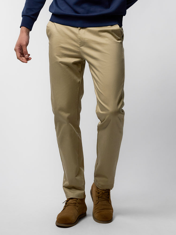 Cotton Sateen Chino Pants Stretch Work Travel | 