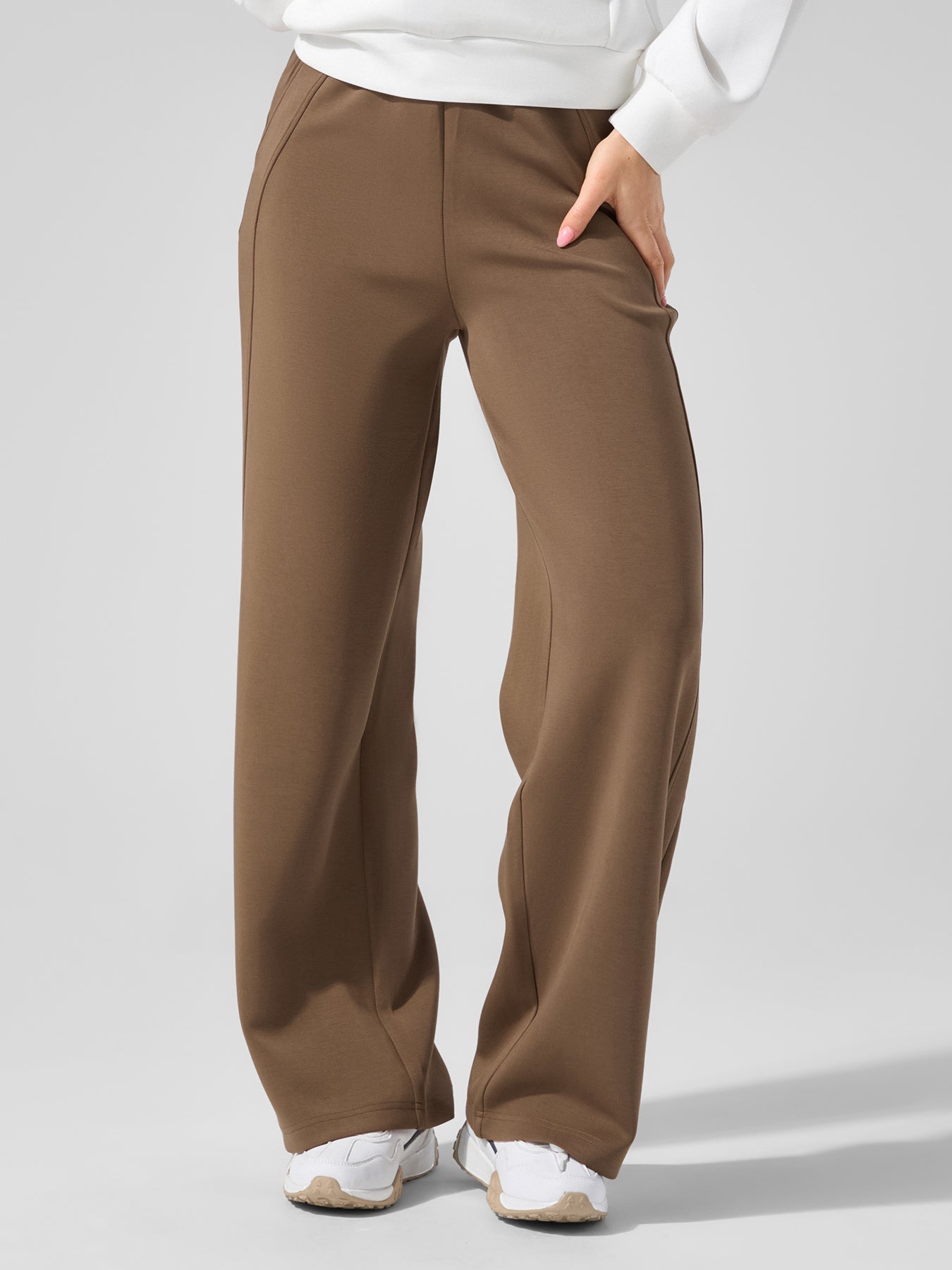 Modal Blend Mid Rise Wide Leg Pant