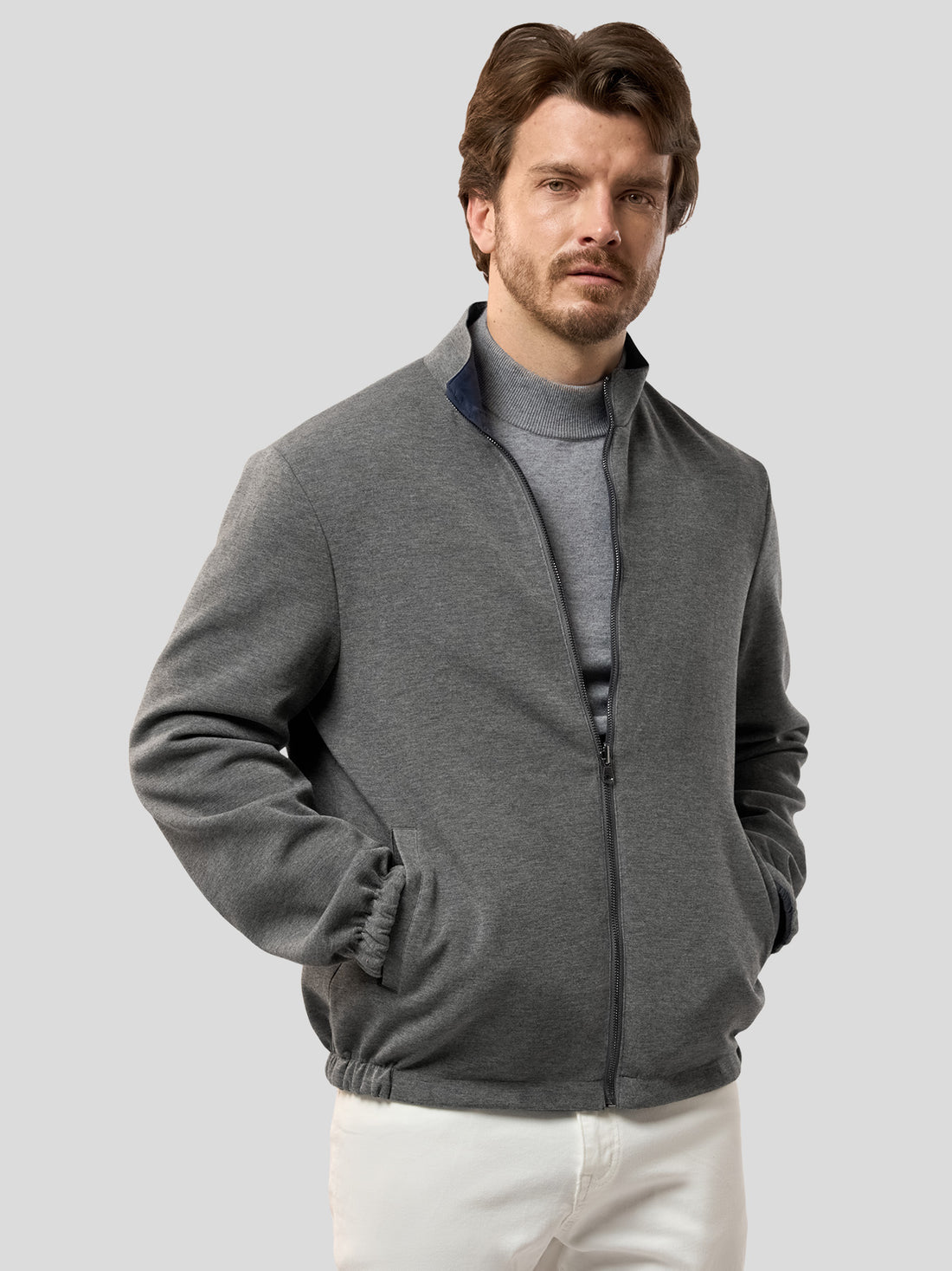 Reversible Windproof Half High Collar Zip Jacket