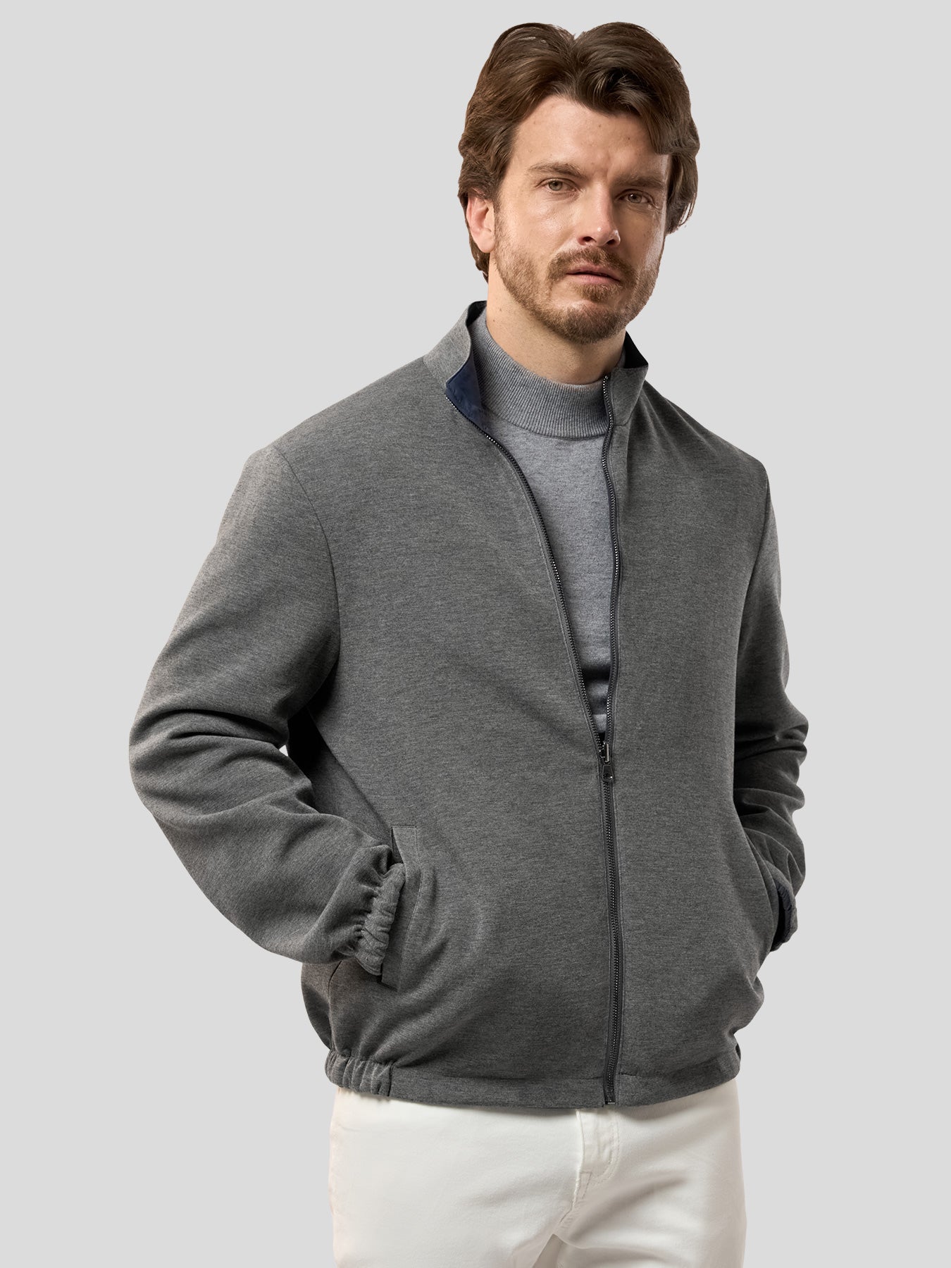 Reversible Windproof Half High Collar Zip Jacket