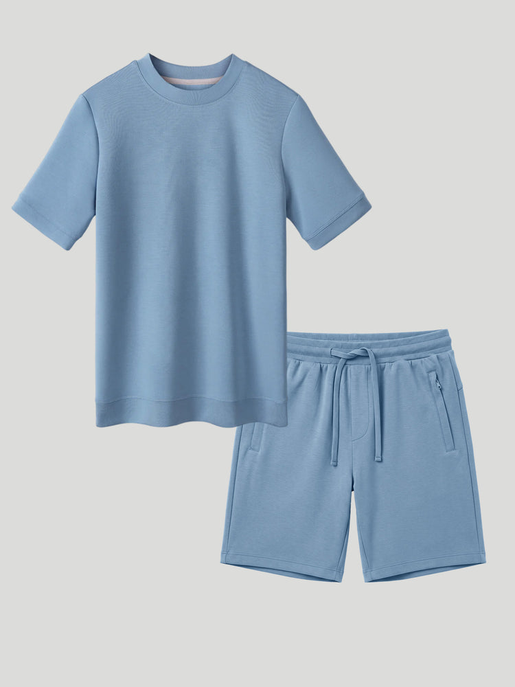 Modal Blend Short Sleeve Tee And Casual Short 8" Set | 