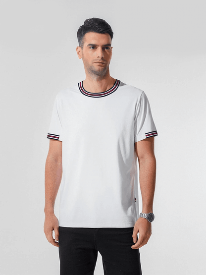 Striped Trim Stain Proof T-shirt