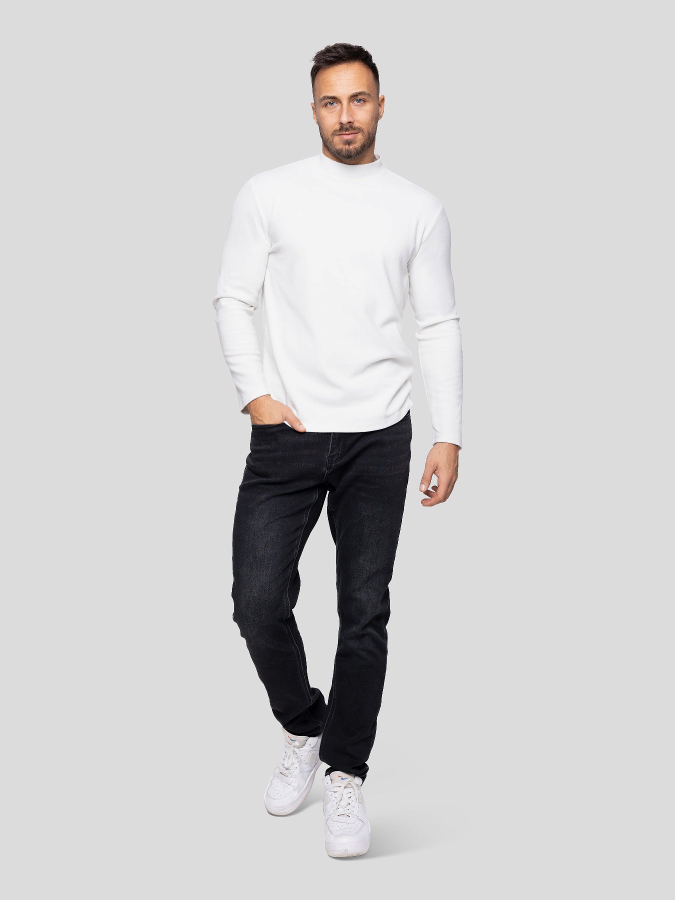 StaySmooth Fleece Mock Neck Long Sleeve Tee