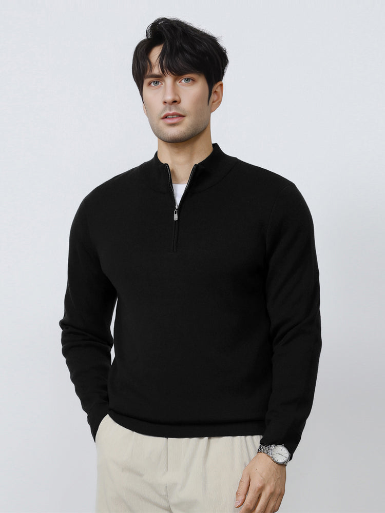 GentleKnit Washable Half Zip Mock Neck Sweater | 