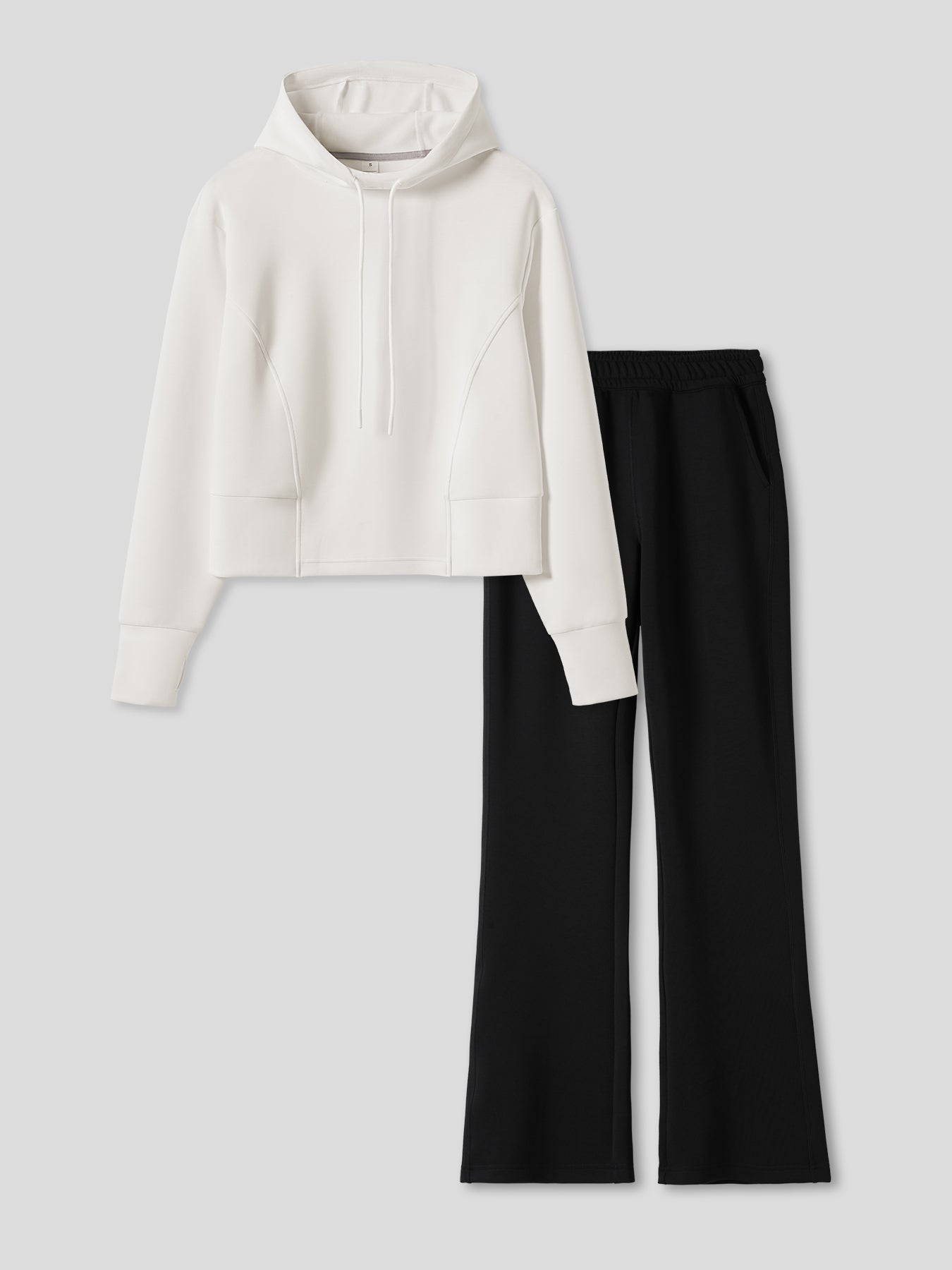 Modal Blend Hoodie And Drawstring Flare Pants Set