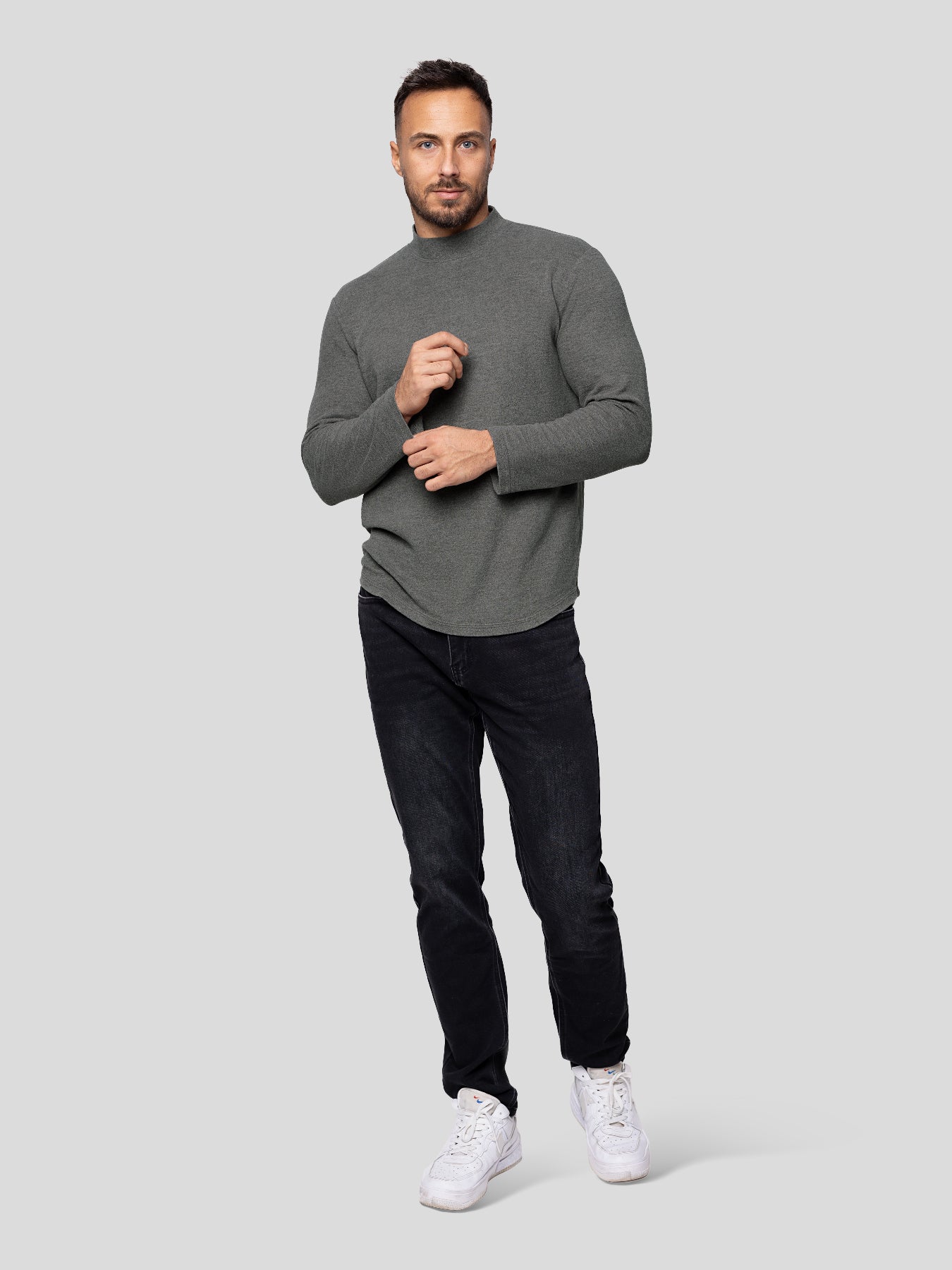 StaySmooth Fleece Mock Neck Long Sleeve Tee