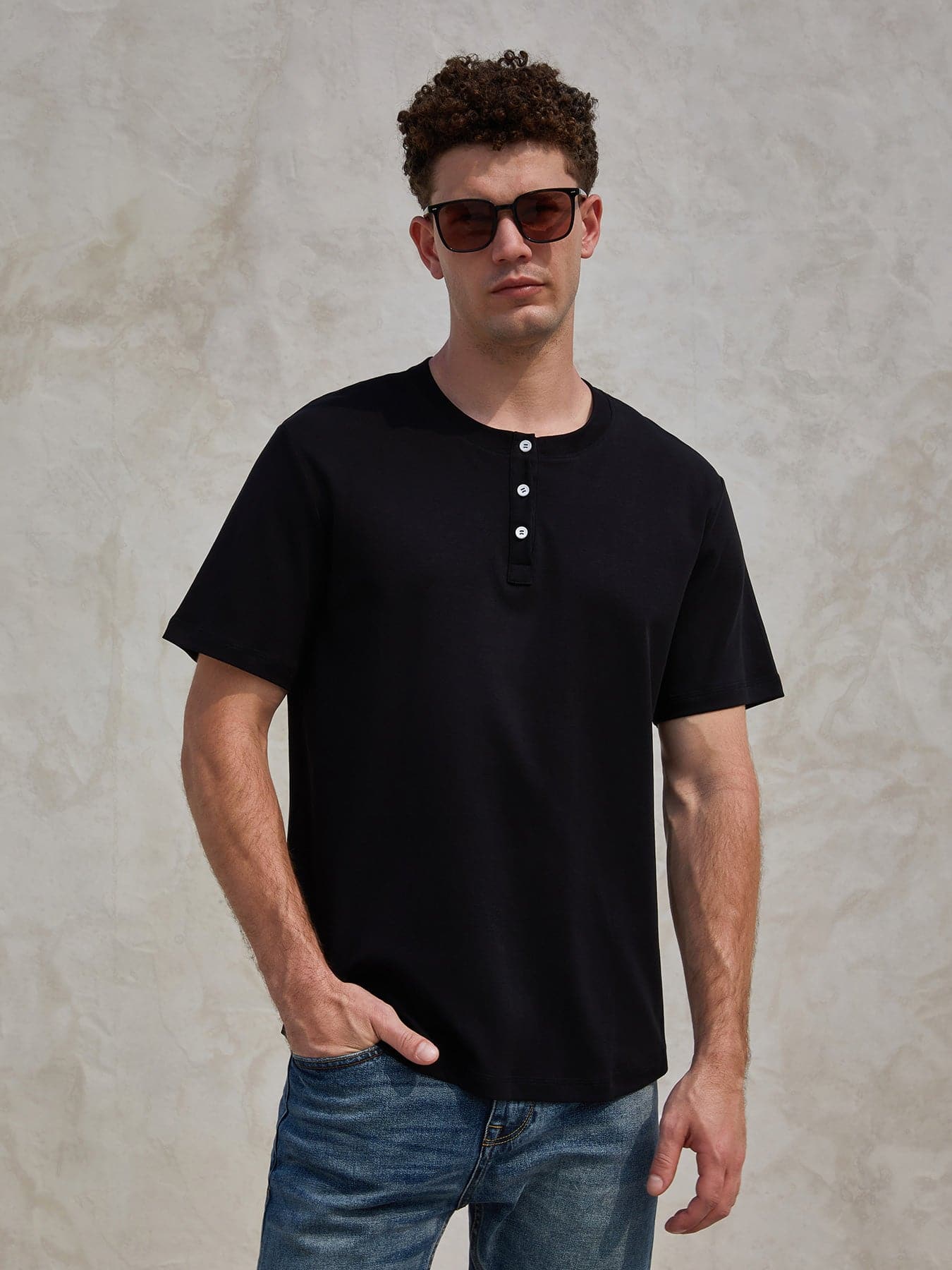 CloudWear Henley Curve-Hem Tee