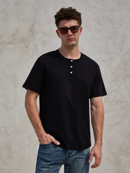 CloudWear Henley Curve-Hem Tee