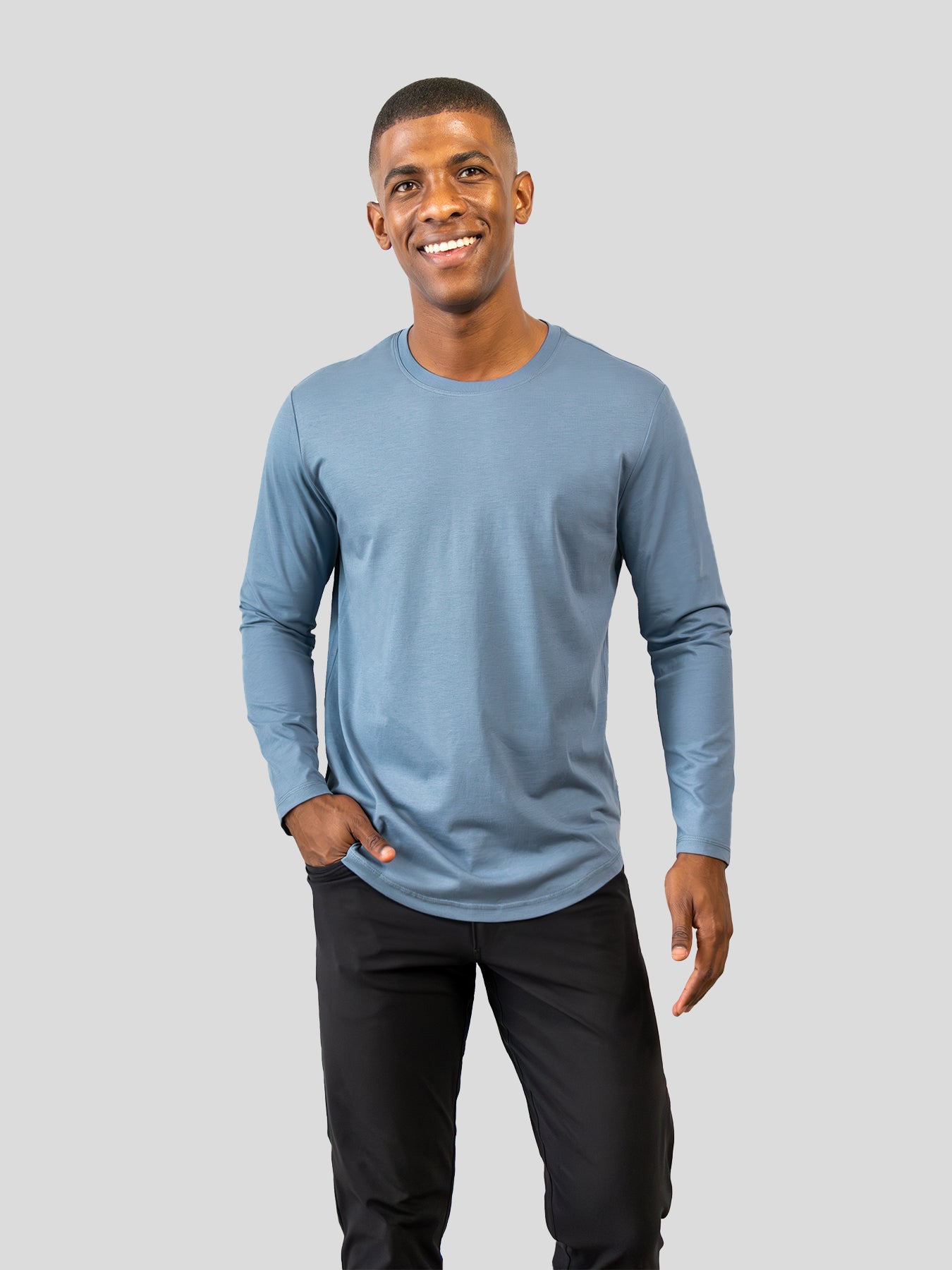 StaySmooth Long Sleeve Curve Hem Tee: Slim Fit