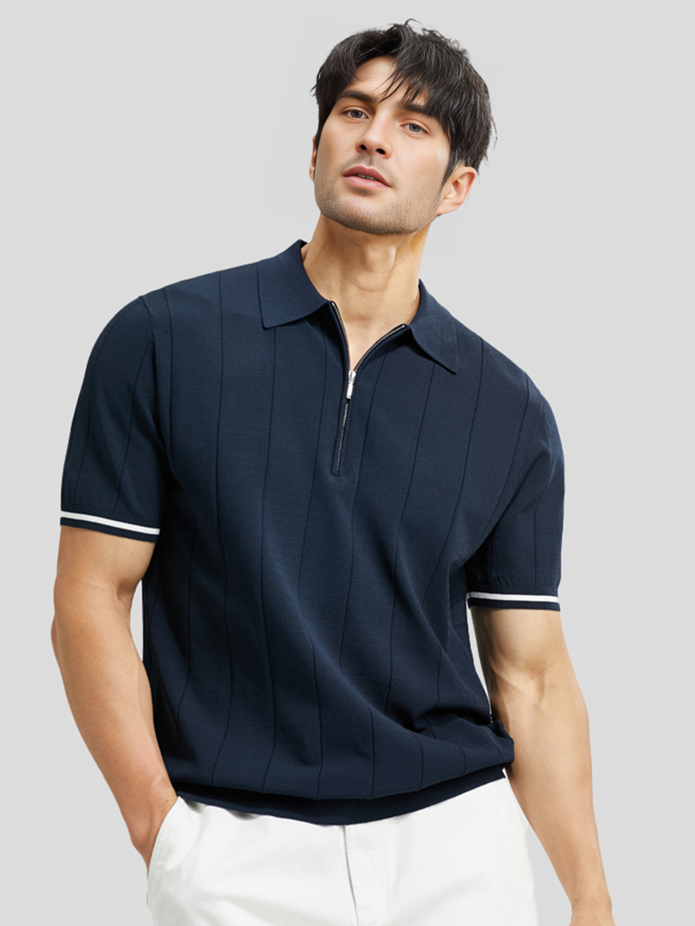 CoolKnit Breathable Short Sleeve Zip Knitted Polo