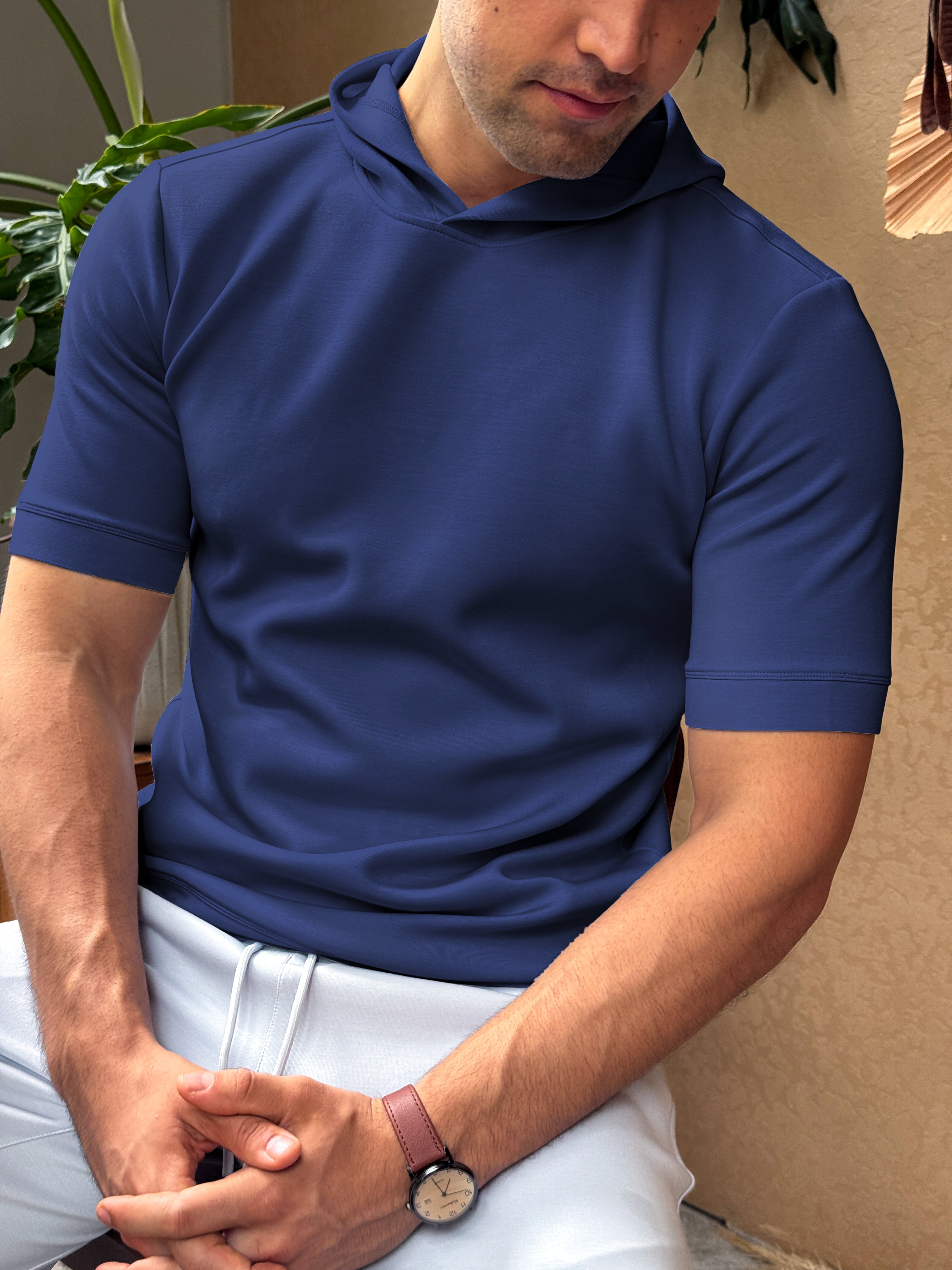 Modal blend Short Sleeve Hoodie