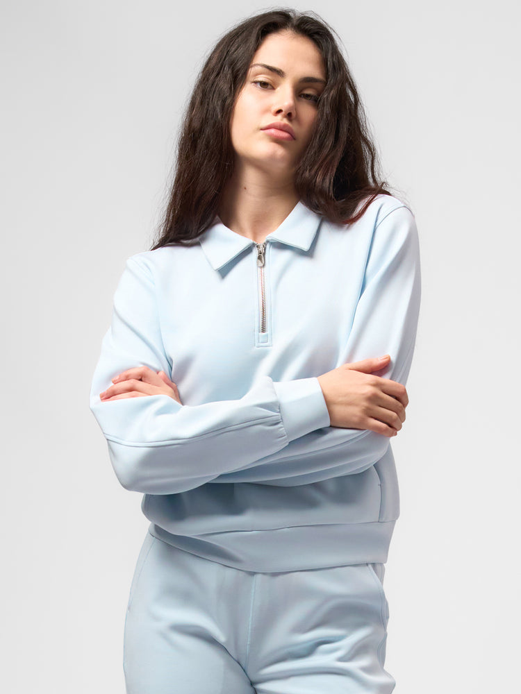 Modal Blend Collared Zip Tee Side Pockets