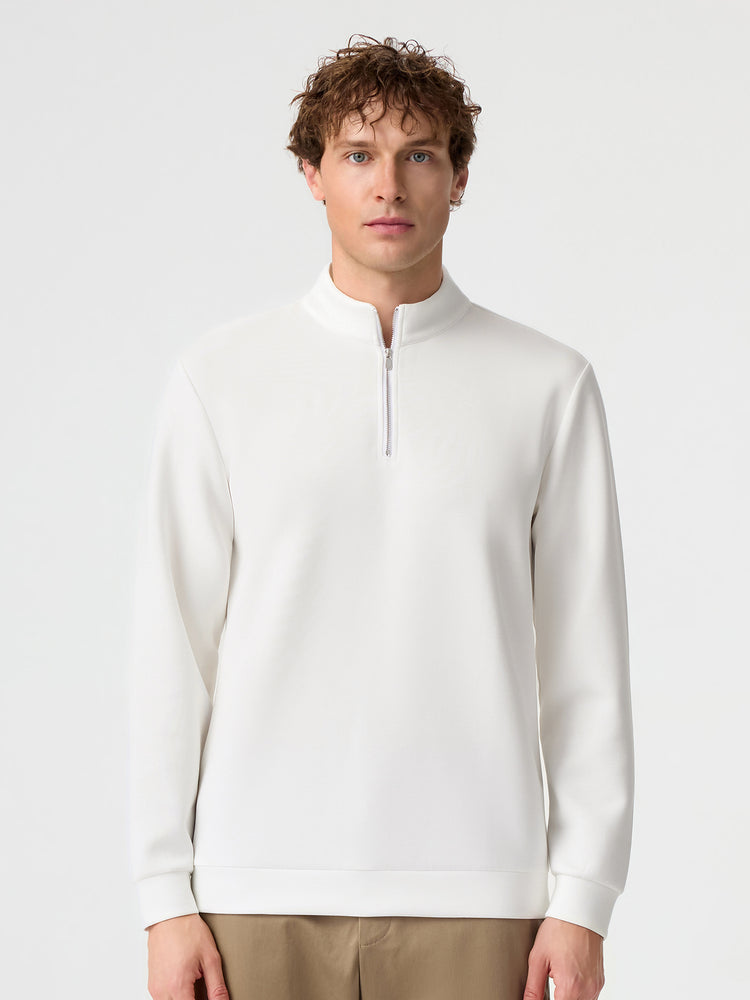 Modal Blend Half-Zip Mock Neck Long Sleeve Tee | 