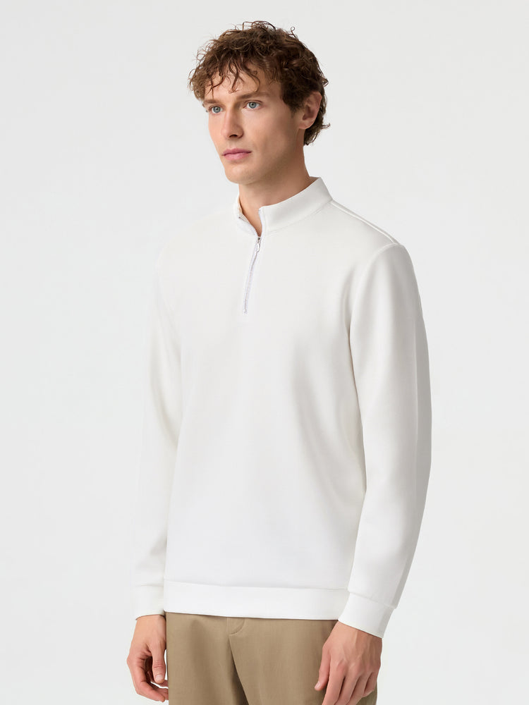 Modal Blend Half-Zip Mock Neck Long Sleeve Tee