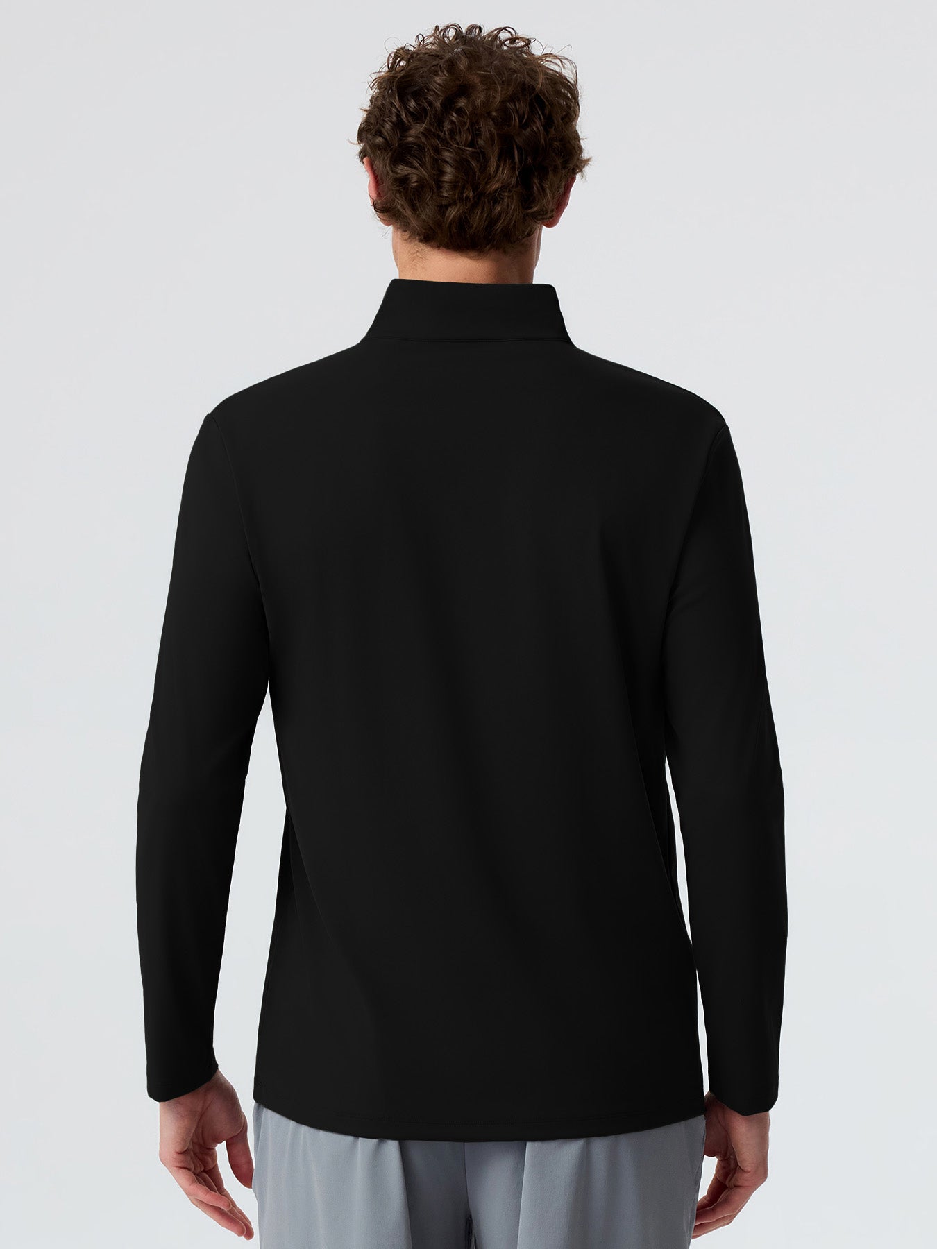 SmoothBlend Classic Fit Half Zip Mock Neck Tee:Zip Contrast Color