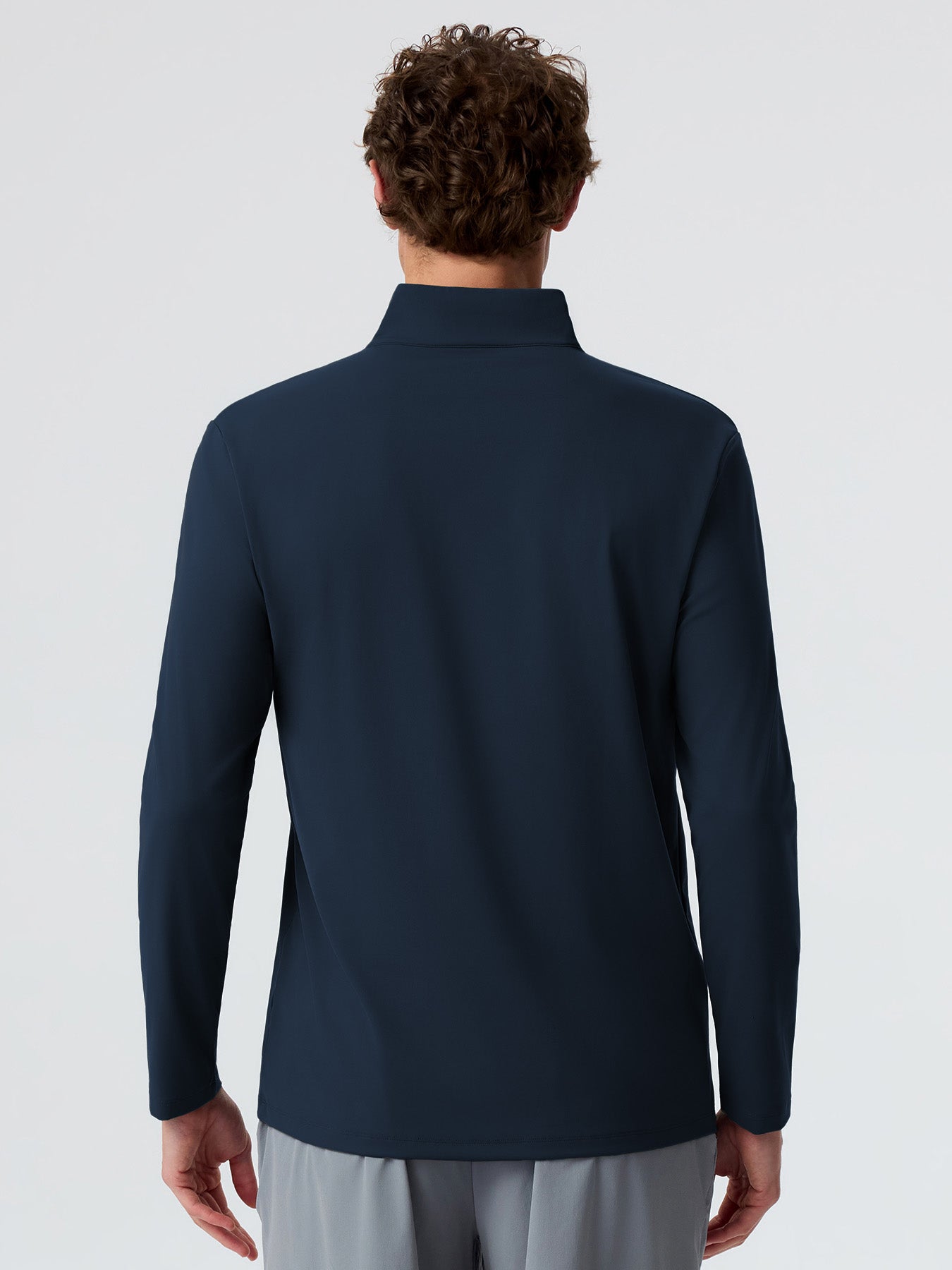 SmoothBlend Classic Fit Half Zip Mock Neck Tee:Zip Contrast Color