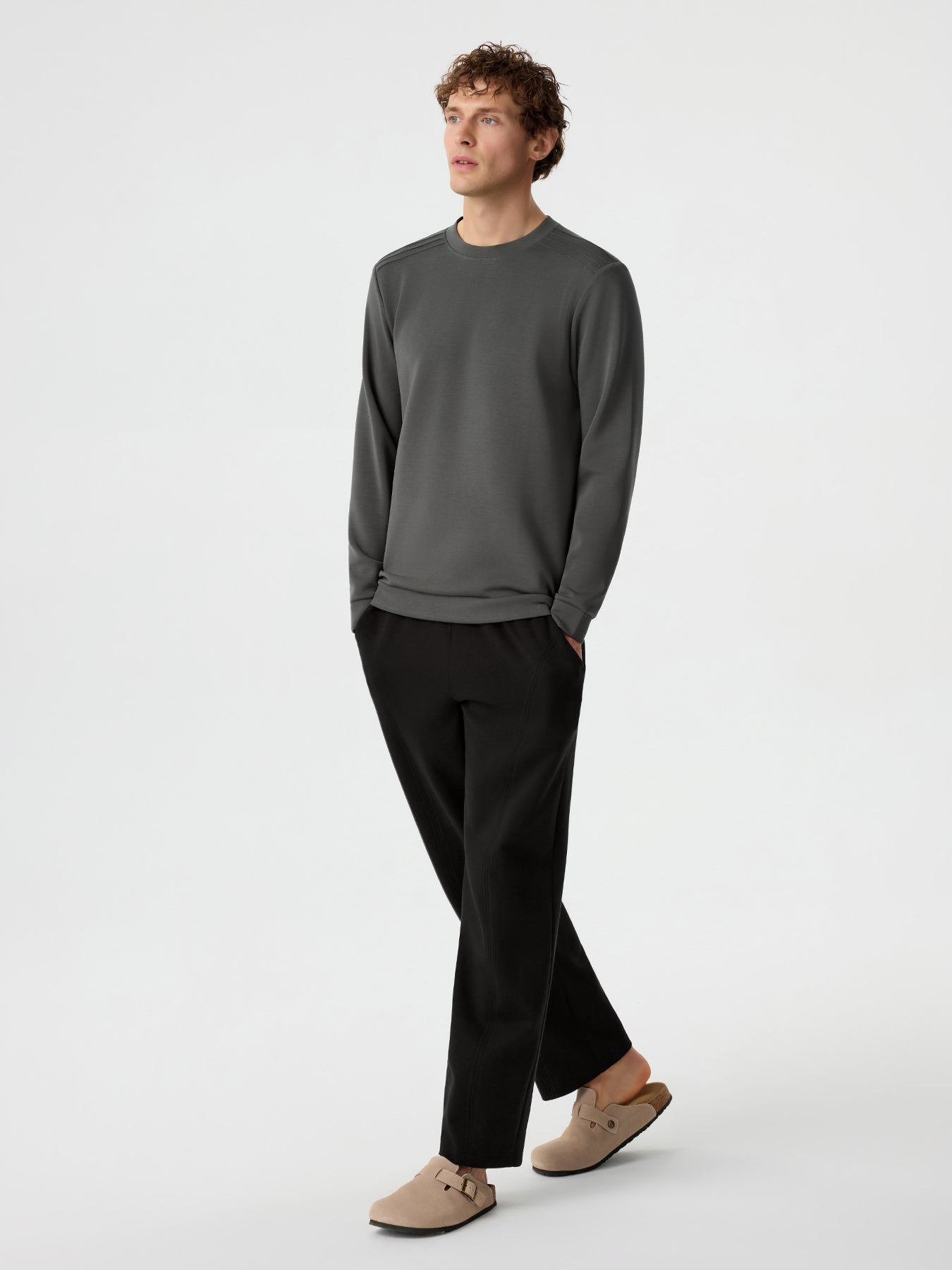 Modal Blend Long Sleeve Tee Shoulder Stitch