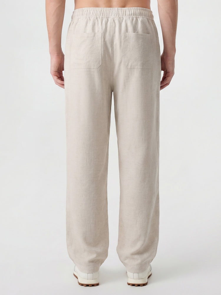 Natural Linen Straight Leg Trousers 30"