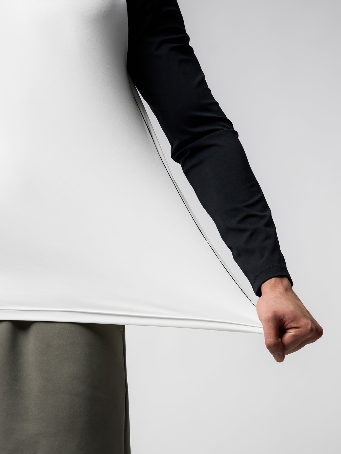 SmoothBlend Contract Color Mock Neck Long Sleeve Tee