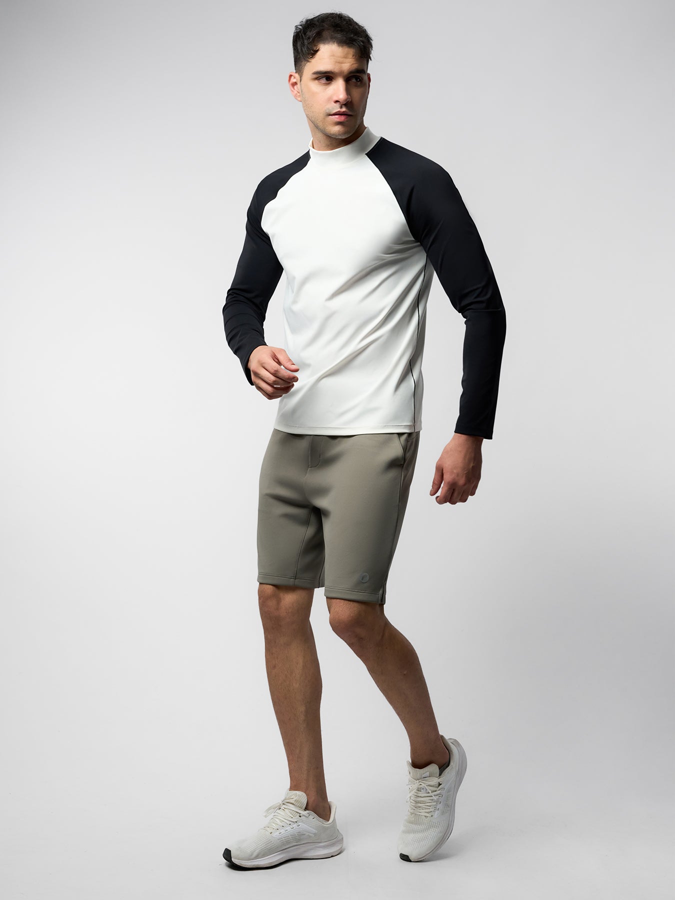 SmoothBlend Contract Color Mock Neck Long Sleeve Tee