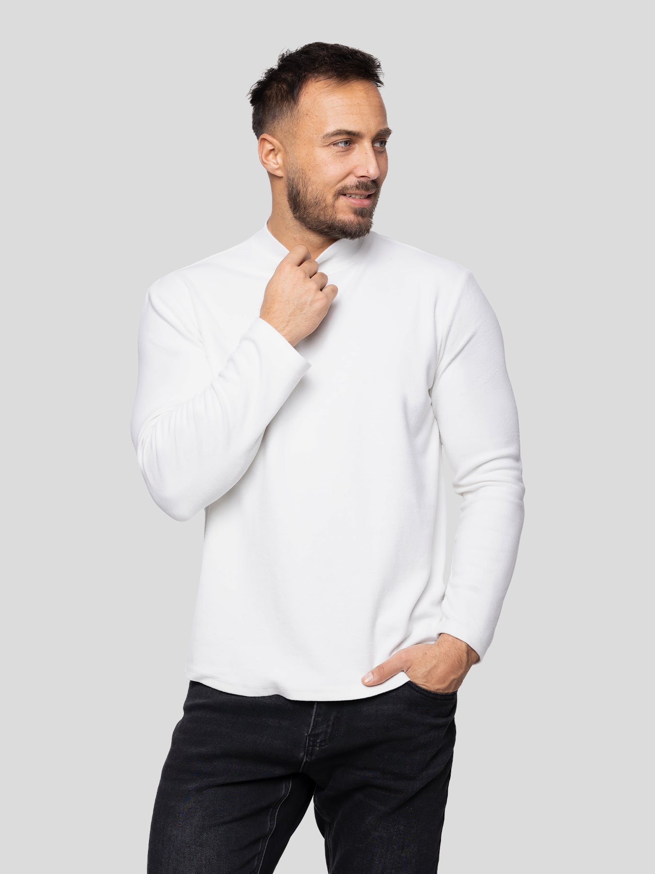 StaySmooth Fleece Mock Neck Long Sleeve Tee