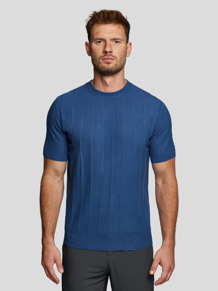 GentleKnit Breathable Striped Short Sleeve Knitted T-Shirt | 