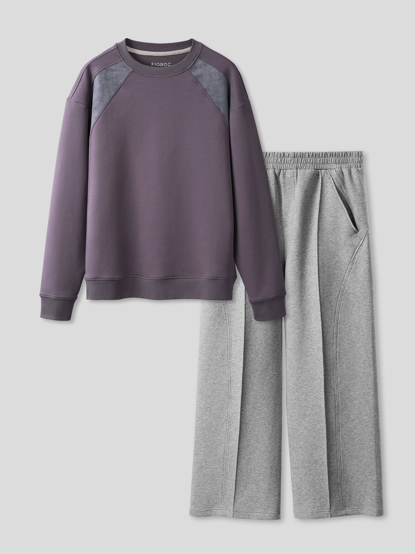 Cozyspacer Suedepatch Sweatshirt And Wide Leg Pants Set