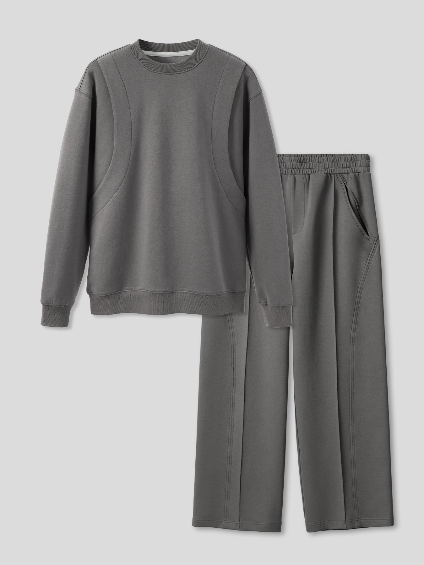 Cozyspacer Layered Sweatshirt And Wide Leg Pants Set