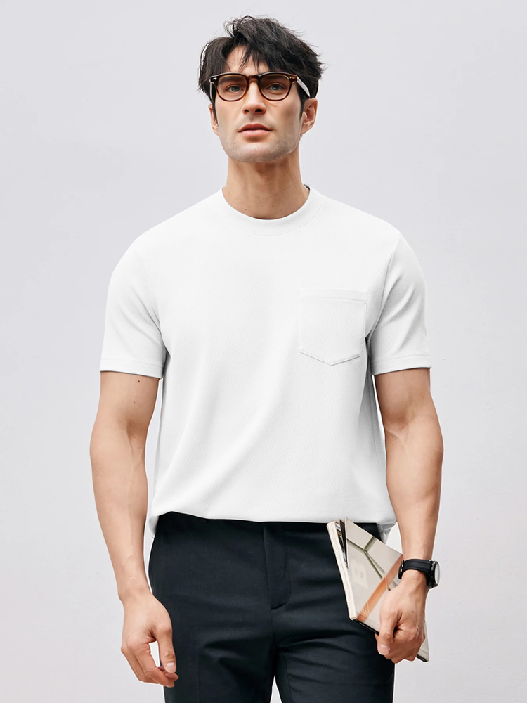 BreezeLuxe Breathable Piqué Crew Neck Short Sleeve Tee | 
