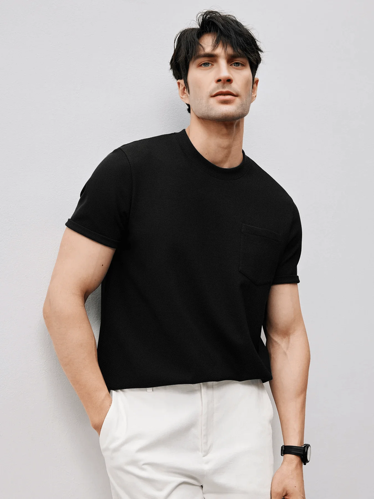 BreezeLuxe Breathable Piqué Crew Neck Short Sleeve Tee | 