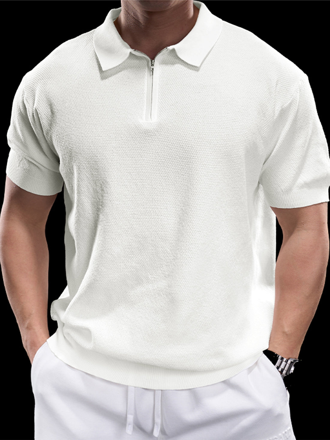 FlexKnit Active Knitted Zip Polo | 