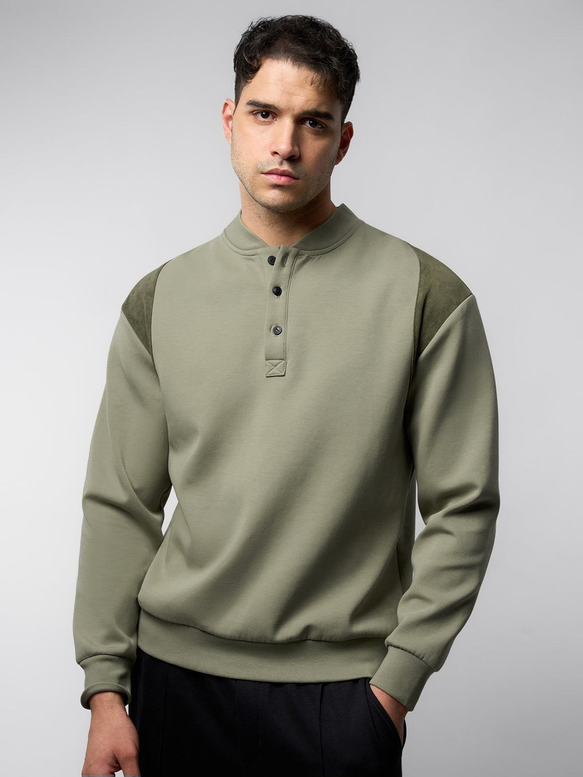 Weekend SuedePatch Button Sweatshirt