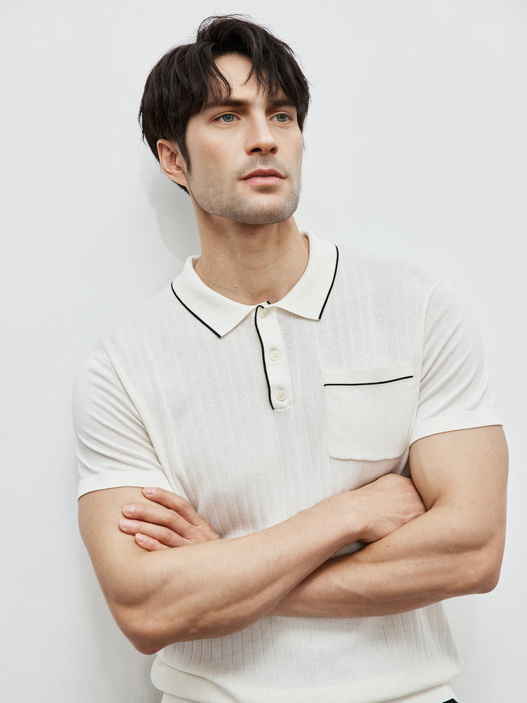 GentleKnit Contrast Color Short Sleeve Knitted Polo | 
