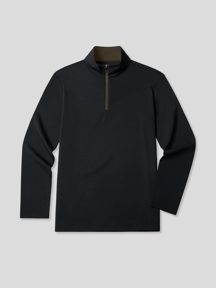 SmoothBlend Classic Fit Half Zip Mock Neck Tee:Zip Contrast Color | 