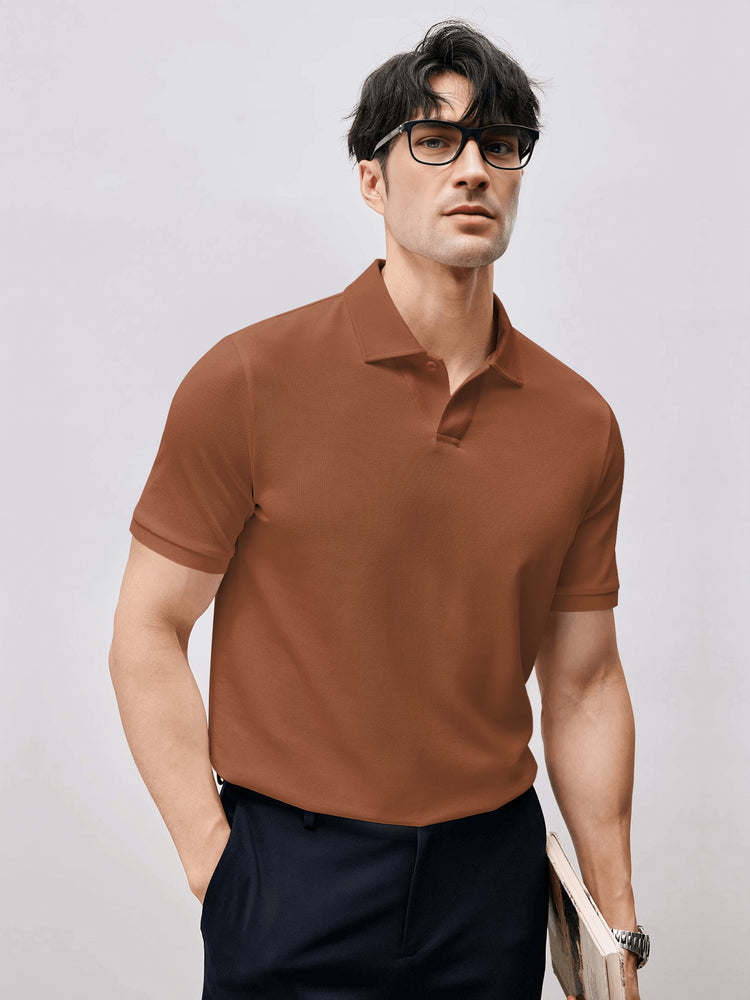 BreezeLuxe Breathable Piqué Cotton Short Sleeve Polo | 