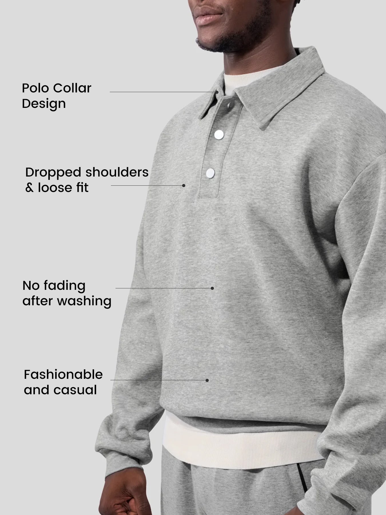 CozySpacer Polo Button Sweatshirt