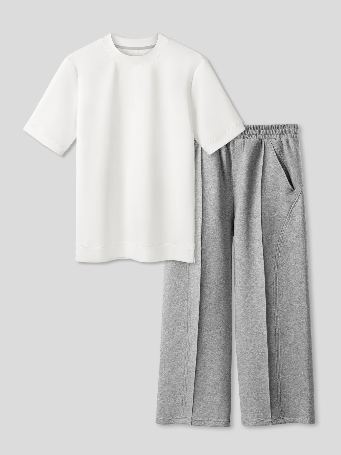 Modal Blend Short Sleeve Tee And Cozyapscer Straight Leg Pant Set